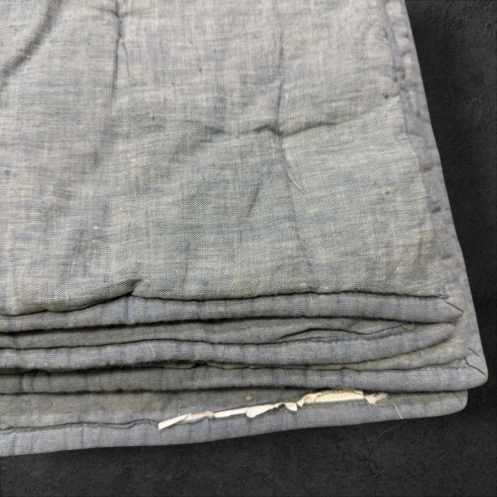 Pottery Barn King Belgian Linen Quilt Comforter 1 Standard Sham Light Blue